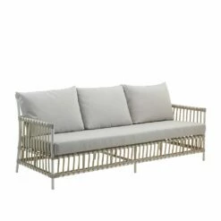 3-Sitzer Outdoor Sofa In Weiß Aus Alu-Rattan Für Die Loungeecke - Bank Caya