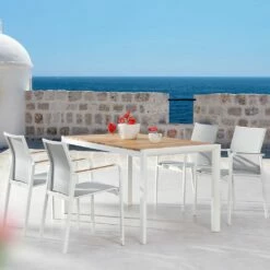 4-Sitzer Tischgruppe Mit Ergotex Und Teak-Holz - Spirabilis Möbel-Set