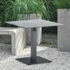 Anthrazit Alu Klapptisch Mit HPL-Platte In Cement-Optik - 80x80cm - Osarana