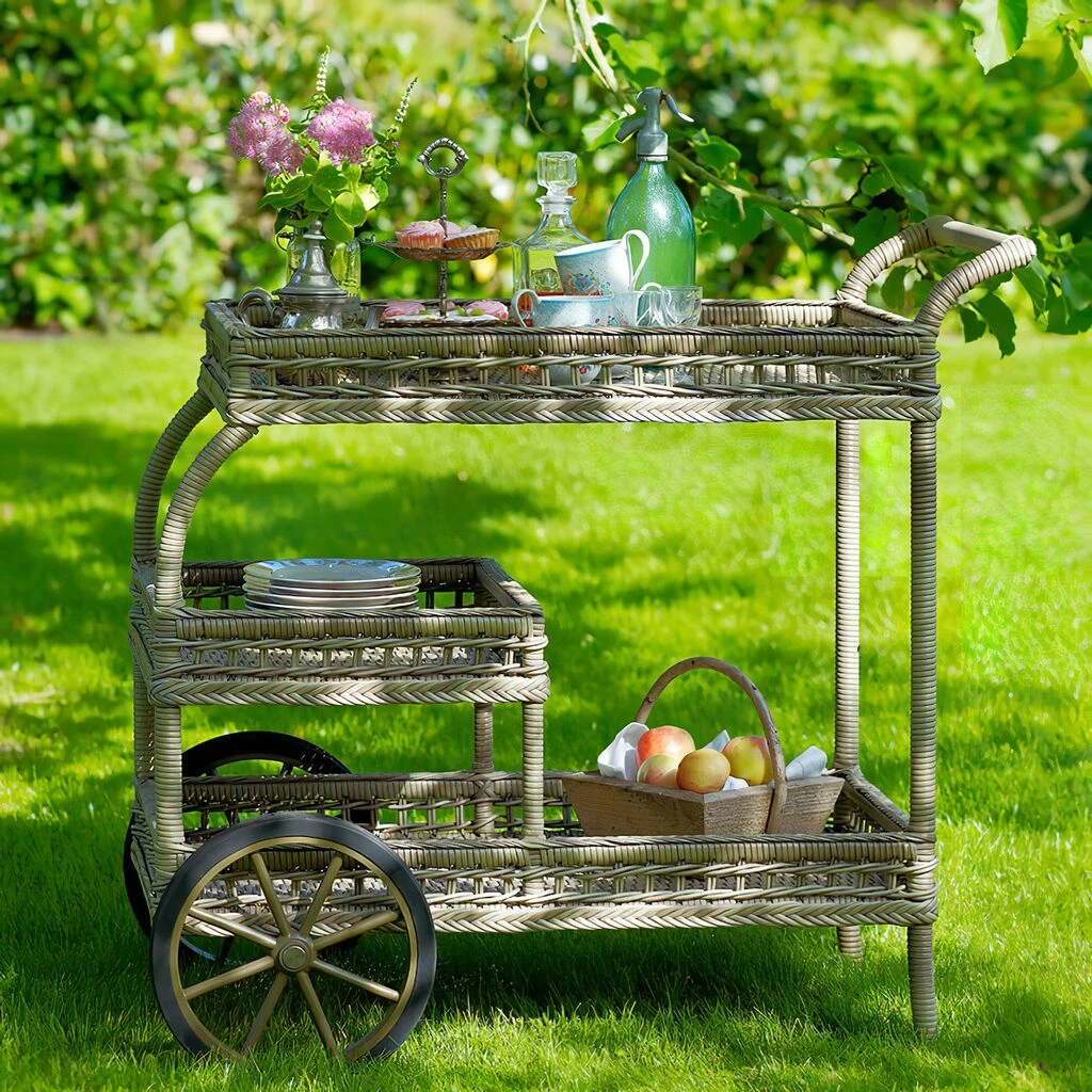 Antikgrauer Servierwagen Für Den Garten Mit Rädern - Servierwagen Silje 5 Antikgrauer Servierwagen Für Den Garten Mit Rädern - Servierwagen Silje – Bild 3