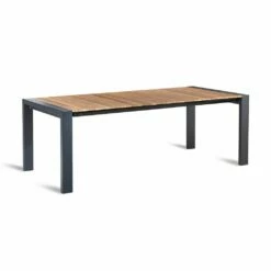 Ausziehtisch Aus Alu Mit Teakholzplatte 213/269cm Individuell Verlängerbar - Laungaro
