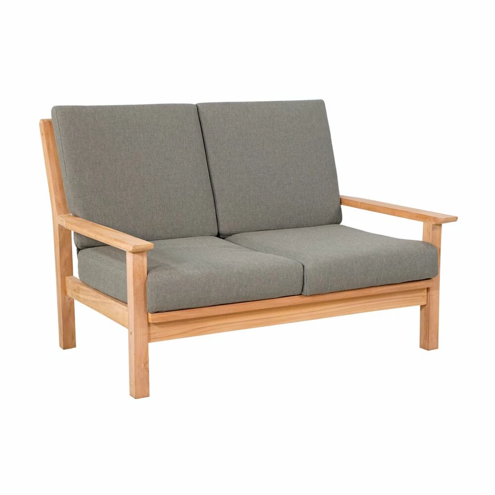 Bequemes 2-Sitzer Loungesofa Aus Teakholz Mit Kissen - Kreon 3 Bequemes 2-Sitzer Loungesofa Aus Teakholz Mit Kissen - Kreon