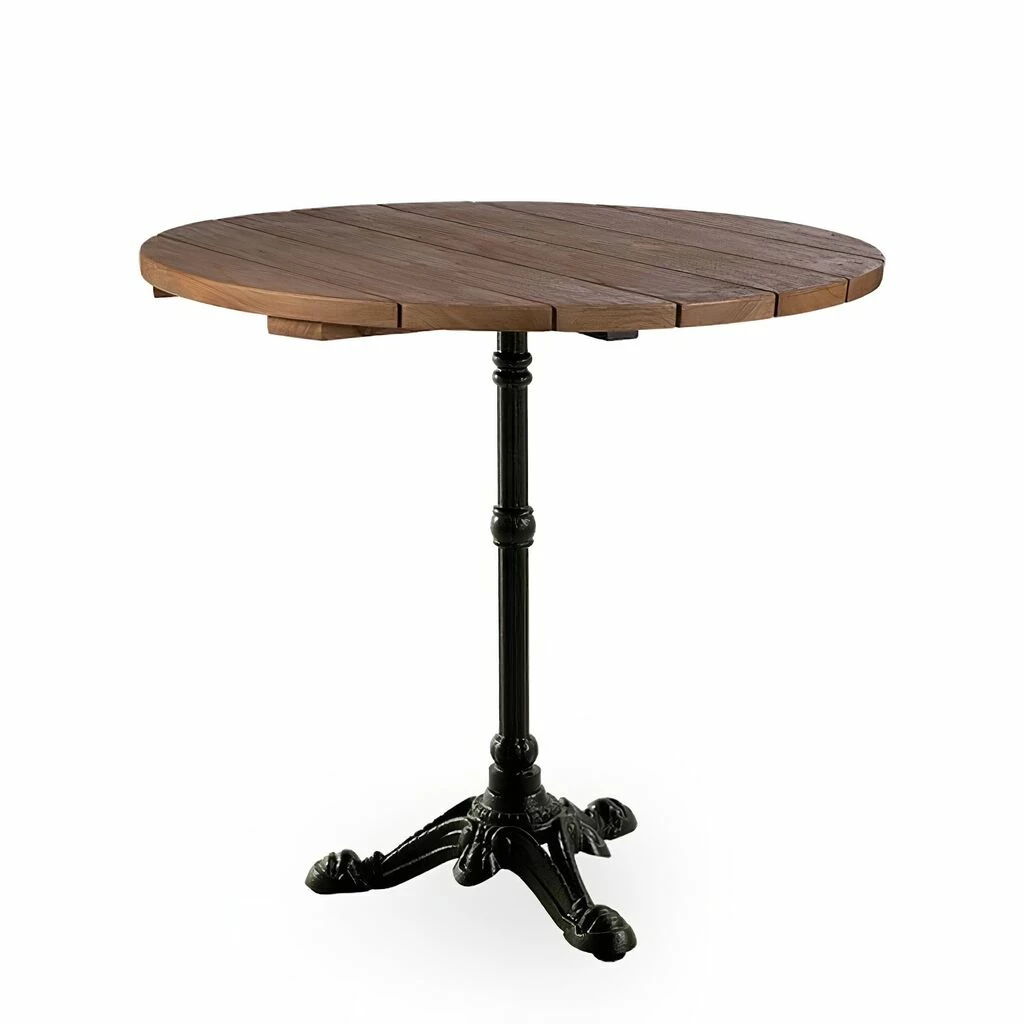 Bistrotisch Aus Eisen Mit Runder Teakholz Tischplatte - Bistrotisch Gyda 3 Bistrotisch Aus Eisen Mit Runder Teakholz Tischplatte - Bistrotisch Gyda