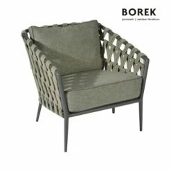 Borek Gartensessel Grau Mit Ardenza-Seil & Polster - Sessel Tavira