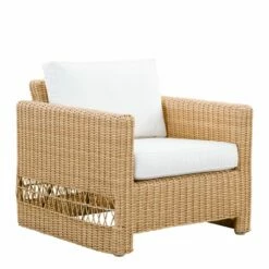 Brauner Geflechtsessel Für Die Outdoor Lounge Aus Aluminium Und Polyrattan - Gartensessel Joana