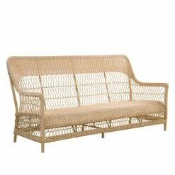 Braunes Outdoor Sofa Für Drei Personen Aus Aluminium Und Wetterbeständiger Rattanfaser - 3-Sitzer Anike