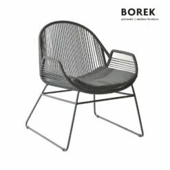 Breiter Gartensessel Mit Sitzpolster - Anthrazit - Loungesessel Silves