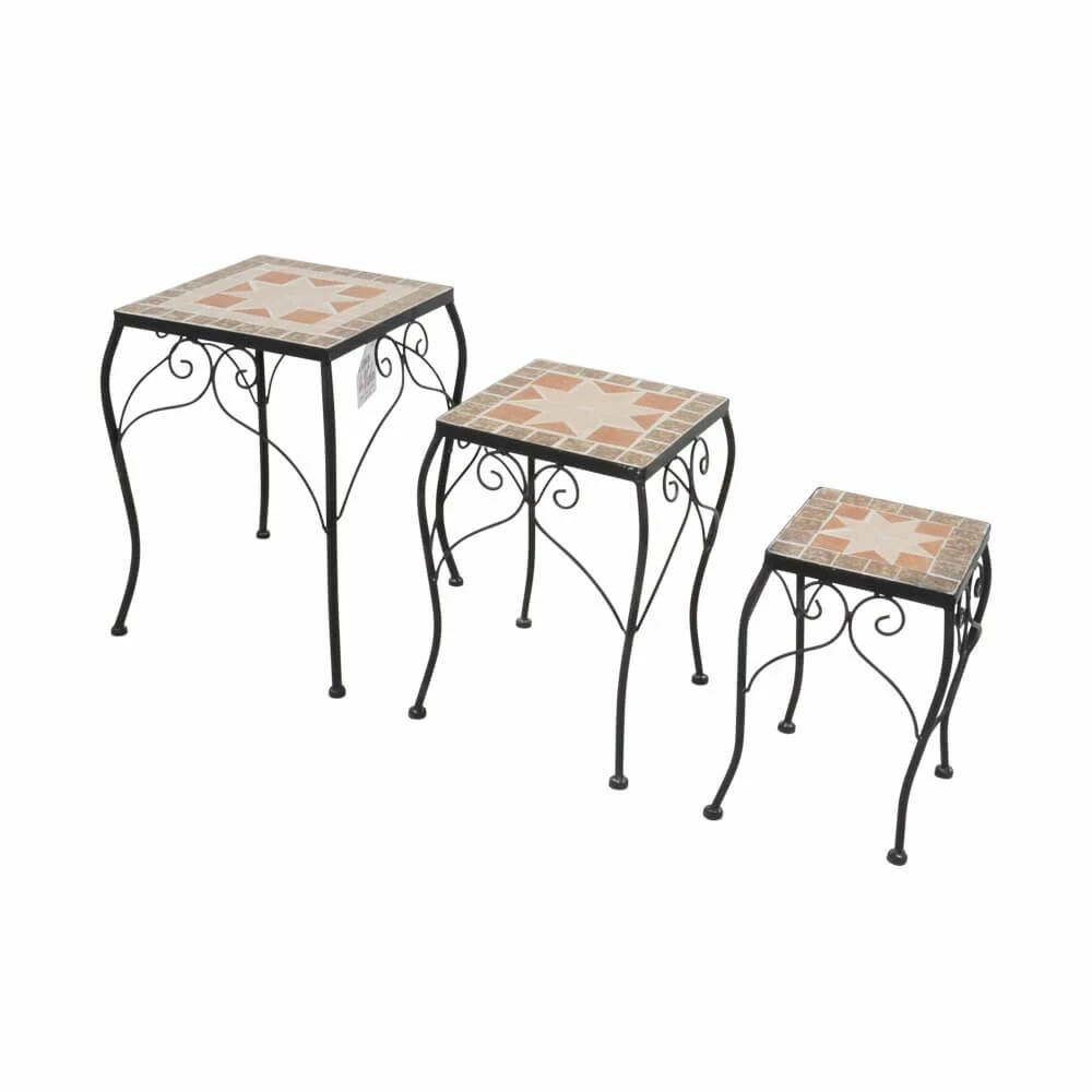 Eckige Blumenständer Als Tische Mit Mosaik - Mosaik Ablagetische 3 Eckige Blumenständer Als Tische Mit Mosaik - Mosaik Ablagetische