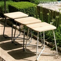 Eckiger Beistelltisch Aus Aluminium & Teakholz - 40x40cm - Max&Luuk - Liz Beistelltisch -GARTENTRAUM Verkäufe eckiger beistelltisch aus aluminium teakholz 40x40cm max luuk liz beistelltisch5