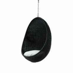 Eleganter Outdoor Hängesessel In Schwarz Mit Rattanoptik - Hängesessel Ragna