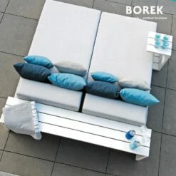 Garten Beistelltisch Aus Alu - Weiß - 60x212x38cm - Borek - Samos Beistelltisch -GARTENTRAUM Verkäufe garten beistelltisch aus alu weiss 60x212x38cm borek samos beistelltisch5