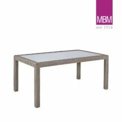 Garten Esstisch Aus Aluminium, Polyrattan & Glas - MBM - 160x90cm - Tisch Bellini