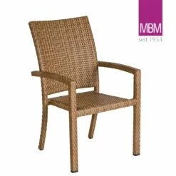 Garten Stapelstuhl Von MBM - Alu & Polyrattan - Mit Armlehnen - Sessel Bellini