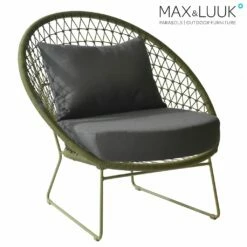 Gartenlounge Sessel Aus Alu & Seil Mit Kissen - Max&Luuk - Nora Loungesessel