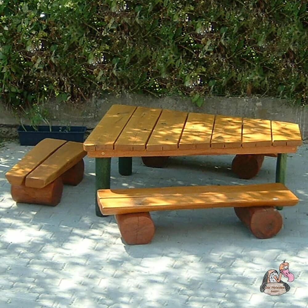 Gartenmöbel Set Für Kinder Aus Holz - Tisch Und Gartenbänke - Sitzgarnitur Zwergenland 3 Gartenmöbel Set Für Kinder Aus Holz - Tisch Und Gartenbänke - Sitzgarnitur Zwergenland