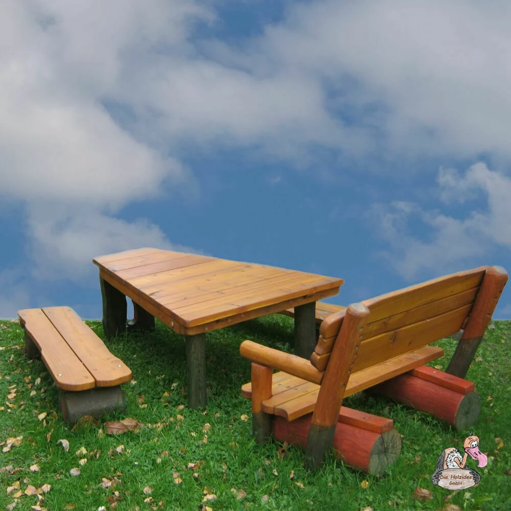 Gartenmöbel Set Für Kinder Aus Holz - Tisch Und Gartenbänke - Sitzgarnitur Zwergenland 5 Gartenmöbel Set Für Kinder Aus Holz - Tisch Und Gartenbänke - Sitzgarnitur Zwergenland – Bild 3