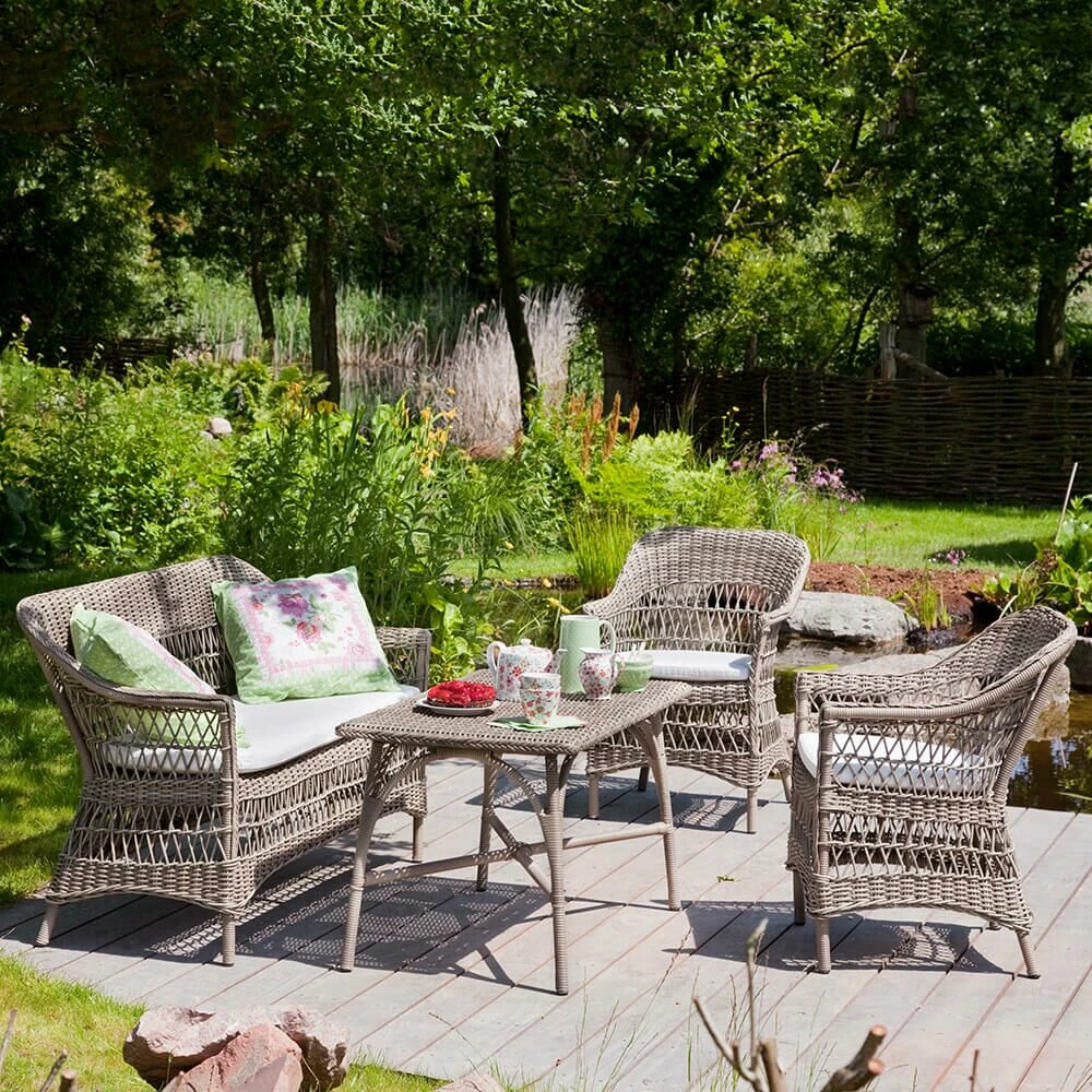 Gartensessel In Rattan Optik Mit Armlehnen In Antikgrau - Gartensessel Hedda 5 Gartensessel In Rattan Optik Mit Armlehnen In Antikgrau - Gartensessel Hedda – Bild 3