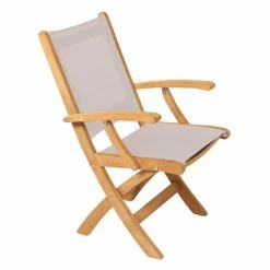 Gartenstuhl Klappbar Aus Teakholz & Textilene - Harriett Klappstuhl