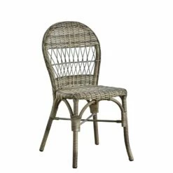 Geflochtener Gartenstuhl Mit Rückenlehne In Antikgrau - Gartenstuhl Thyra