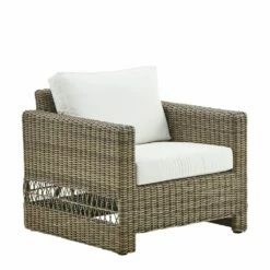 Geflochtener Lounge Sessel Aus Aluminium Und Polyrattan In Antikgrau - Loungesessel Joana