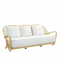 Gepolstertes Gartensofa Für Drei Personen Aus Alu Und Wetterfesten Rattan - Gartensofa Berit