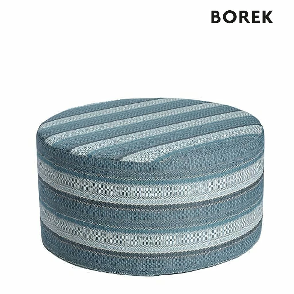 Gestreifter Borek Gartenhocker In Blau Aus Outdoorgewebe - Desio Hocker 3 Gestreifter Borek Gartenhocker In Blau Aus Outdoorgewebe - Desio Hocker