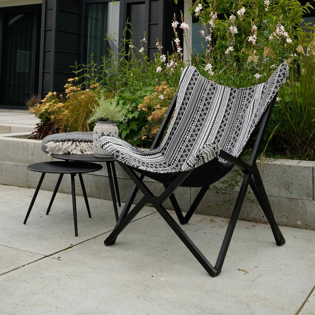 Grau-weißer Balkon Schmetterlingsstuhl Mit Schwarzen Holzbeinen - Uralino 3 Grau-weißer Balkon Schmetterlingsstuhl Mit Schwarzen Holzbeinen - Uralino