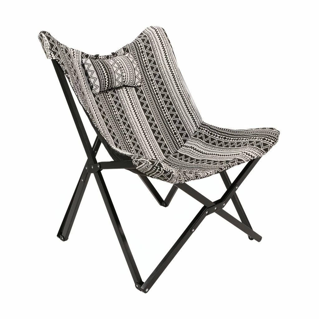 Grau-weißer Balkon Schmetterlingsstuhl Mit Schwarzen Holzbeinen - Uralino 4 Grau-weißer Balkon Schmetterlingsstuhl Mit Schwarzen Holzbeinen - Uralino – Bild 2