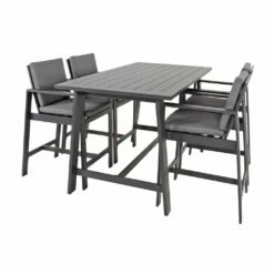 Graue 4-Sitzer Sitzgruppe Aus Aluminium - Bistroset Maggie