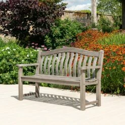 Graue Sitzbank Für Den Garten Aus Akazienholz - Gartenbank Boyle