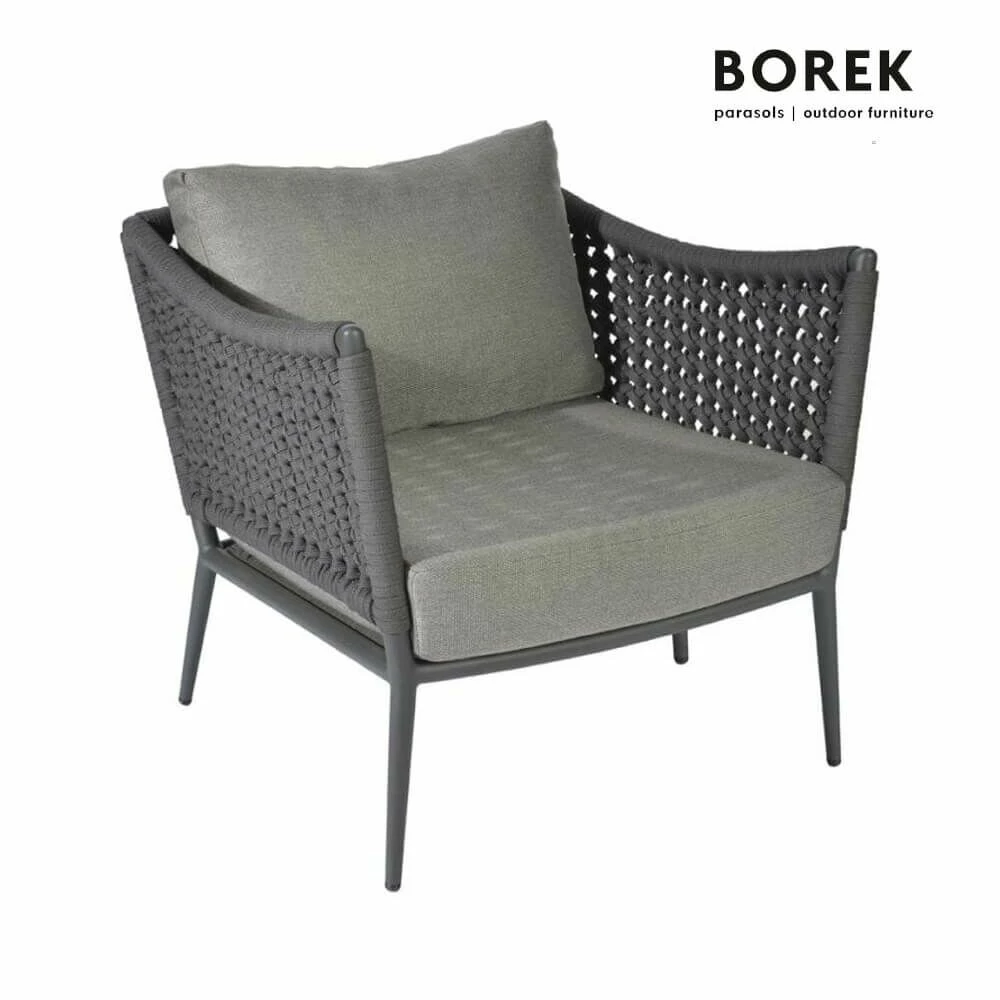 Grauer Ardenza-Seil Outdoor-Sessel Von Borek - Sessel Estoril 3 Grauer Ardenza-Seil Outdoor-Sessel Von Borek - Sessel Estoril