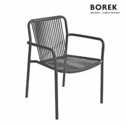 Grauer Borek Stapelstuhl Aus Aluminium Mit Armlehnen - Frias Stapelstuhl