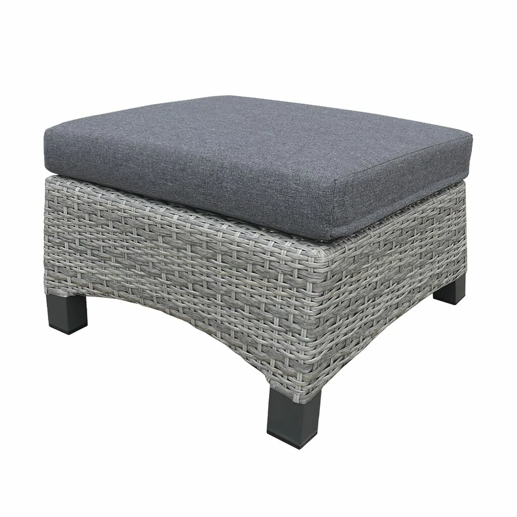 Grauer Polyrattan Gartenhocker Mit Alugestell Und Sitzkissen - Hocker Thula 3 Grauer Polyrattan Gartenhocker Mit Alugestell Und Sitzkissen - Hocker Thula