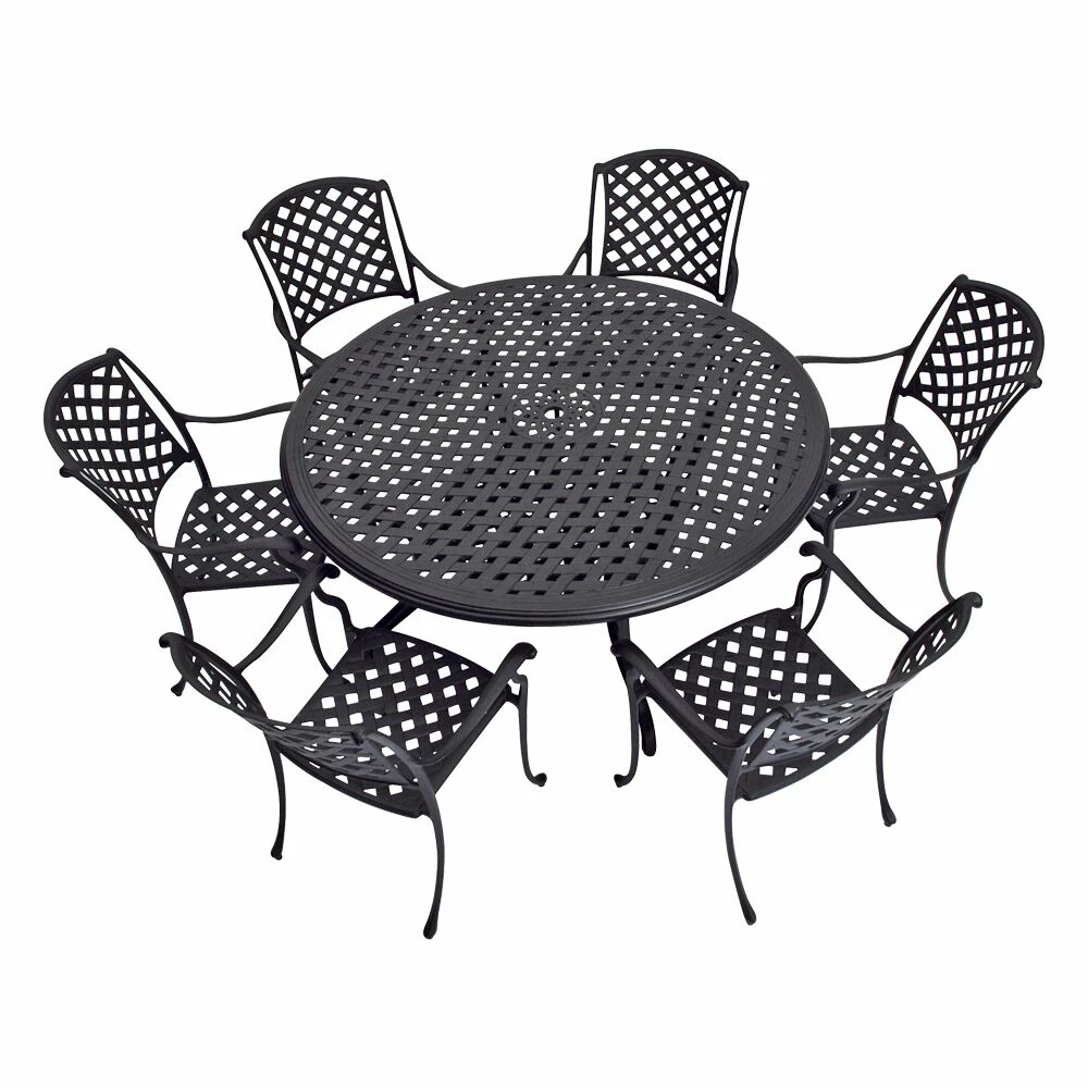 Große Landhaus Sitzgruppe Für 6 Personen Aus Aluminium Schwarz - Kings Bistroro 3 Große Landhaus Sitzgruppe Für 6 Personen Aus Aluminium Schwarz - Kings Bistroro