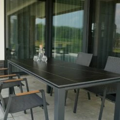 Großer 180cm Garten Esstisch Aus Aluminium Und Kunststein - Monaca