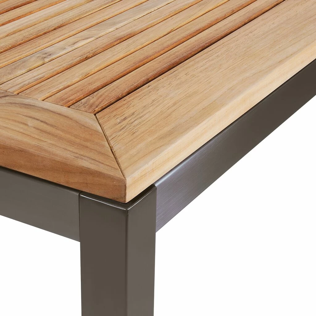 Großer Edelstahl Ausziehtisch Mit Teakholzplatte - 152/210cm - Miralo 5 Großer Edelstahl Ausziehtisch Mit Teakholzplatte - 152/210cm - Miralo – Bild 3