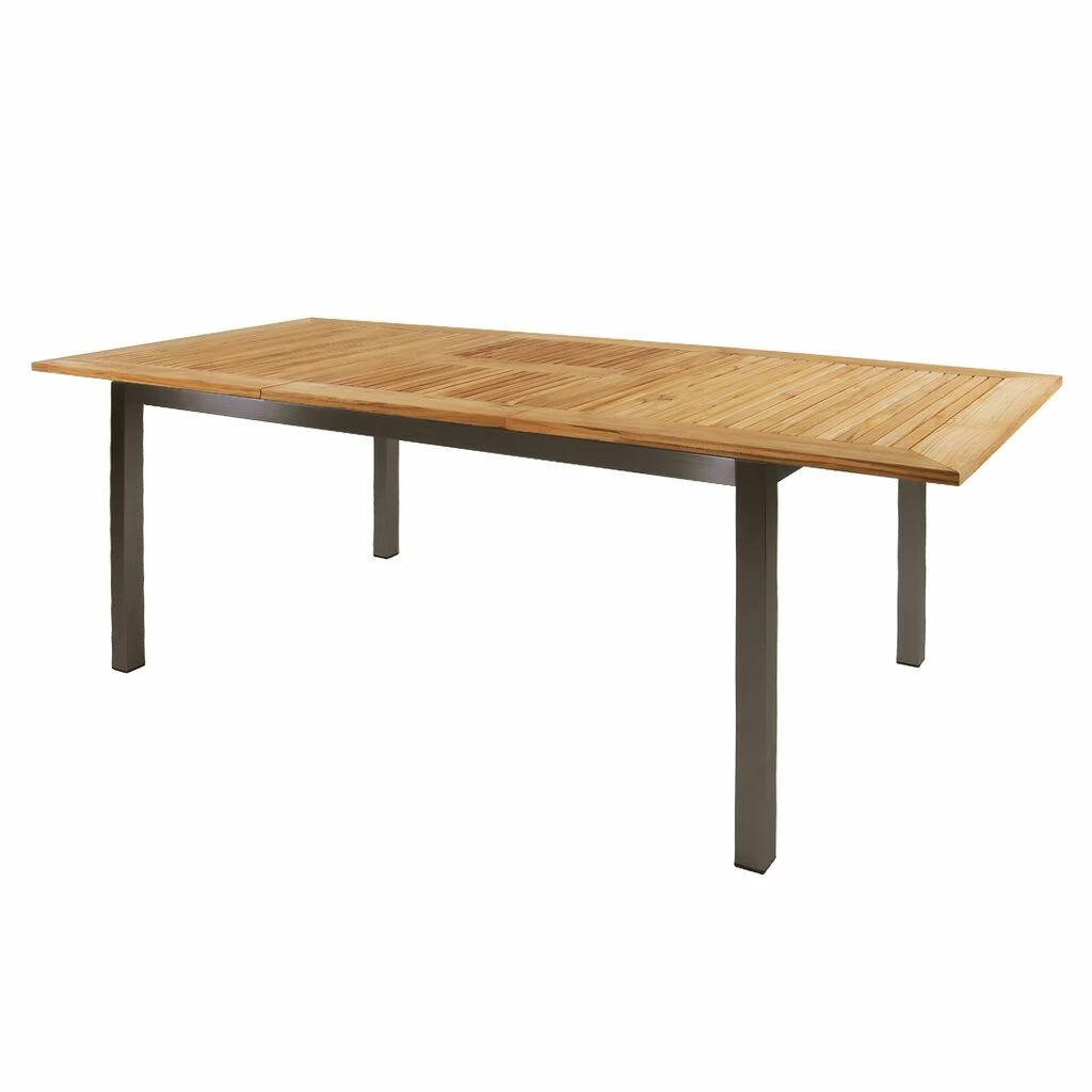 Großer Edelstahl Ausziehtisch Mit Teakholzplatte - 152/210cm - Miralo 6 Großer Edelstahl Ausziehtisch Mit Teakholzplatte - 152/210cm - Miralo – Bild 4