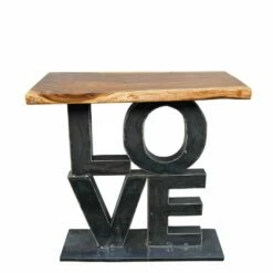 Kaffeetisch Mit Holzplatte Im Pop Art Stil Aus Recycelten Ölfässern - Tisch Love