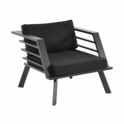 Loungesessel Aus Aluminium Mit Schwarzem Polster - Loungestuhl Porin