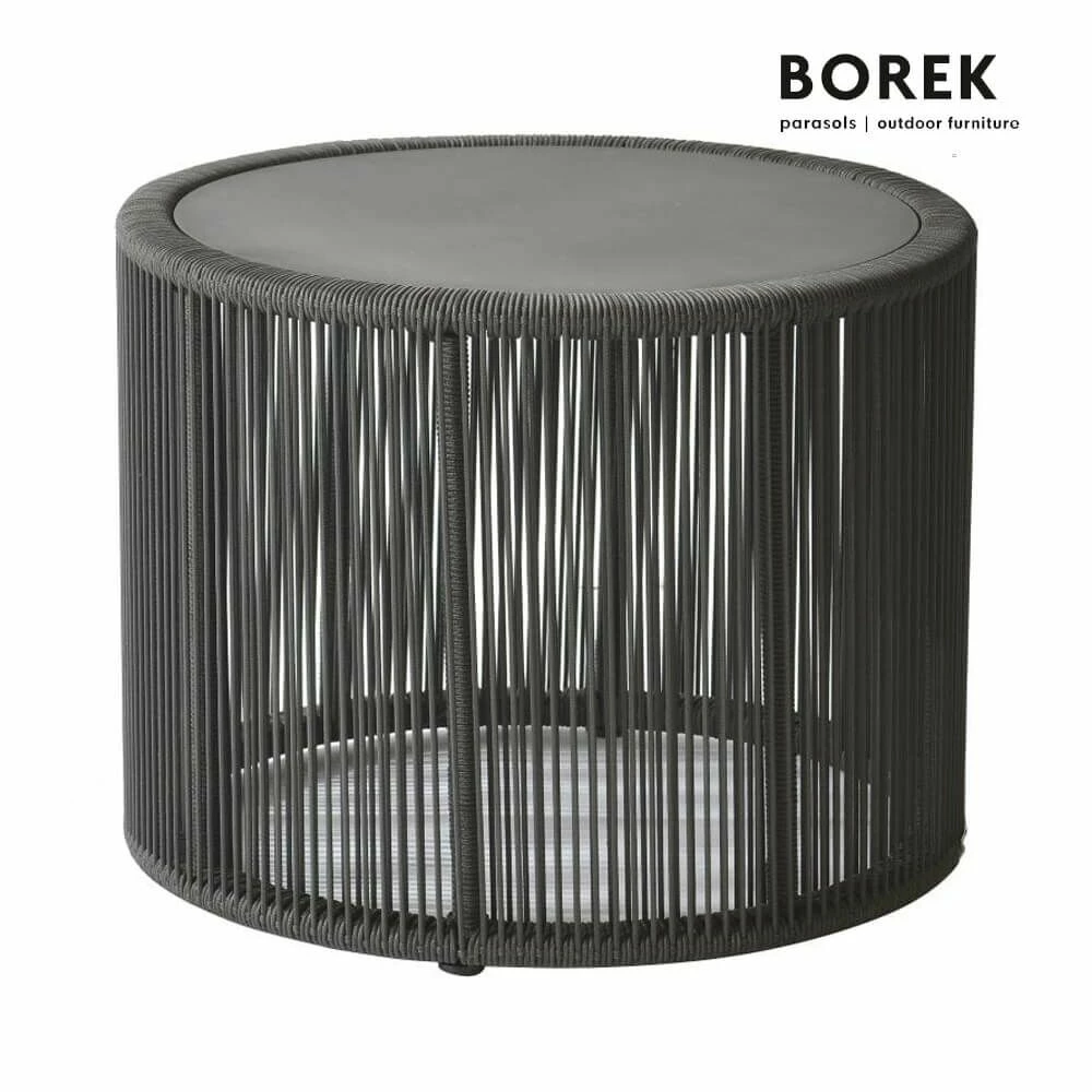 Loungetisch Rund 59cm Dunkelgrau Mit Ardenza-Seil - Tisch Lagos 3 Loungetisch Rund 59cm Dunkelgrau Mit Ardenza-Seil - Tisch Lagos