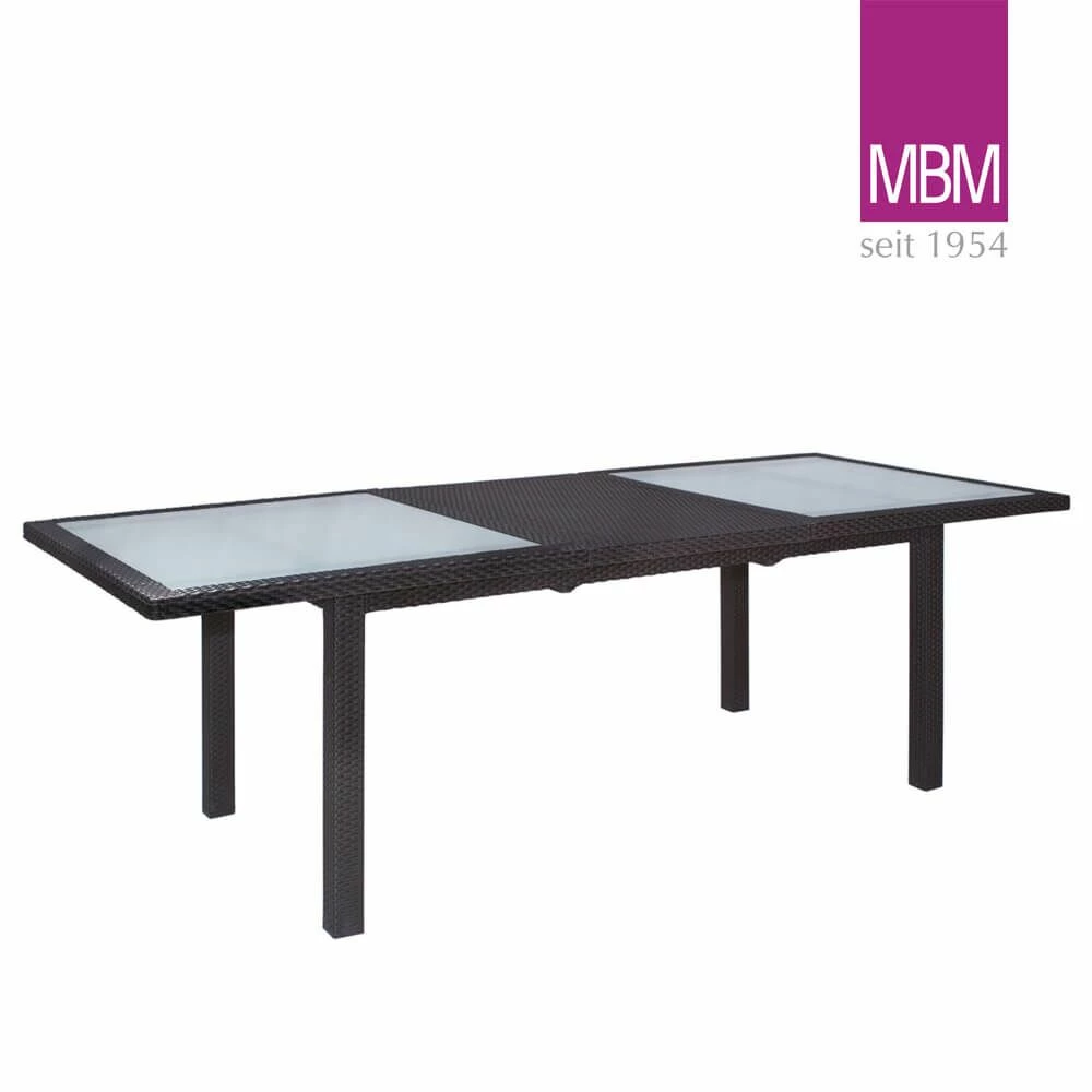 MBM Garten Ausziehtisch Mit Glasplatte - Alu & Polyrattan - Dunkelbraun - Ausziehtisch Bellini 3 MBM Garten Ausziehtisch Mit Glasplatte - Alu & Polyrattan - Dunkelbraun - Ausziehtisch Bellini