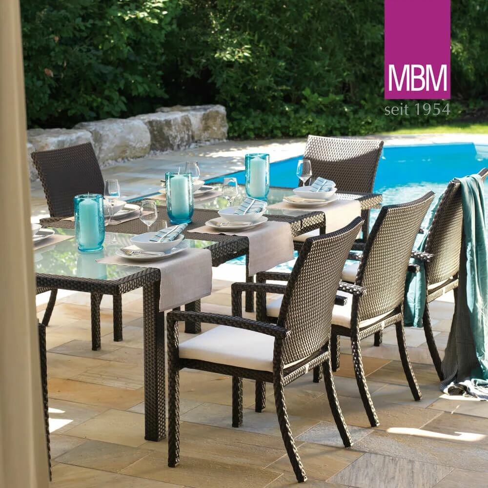 MBM Garten Ausziehtisch Mit Glasplatte - Alu & Polyrattan - Dunkelbraun - Ausziehtisch Bellini 5 MBM Garten Ausziehtisch Mit Glasplatte - Alu & Polyrattan - Dunkelbraun - Ausziehtisch Bellini – Bild 3
