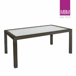 MBM Gartentisch Mit Glasplatte - Alu & Mirotex - 74x160x90cm - Eckig - Tisch Bellini