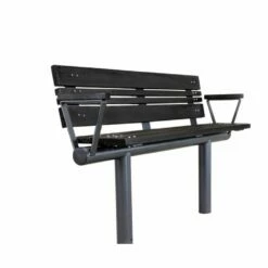 Moderne Bank Mit Armlehne Aus Metall Und Holz Für Den Außenbereich - Fenno