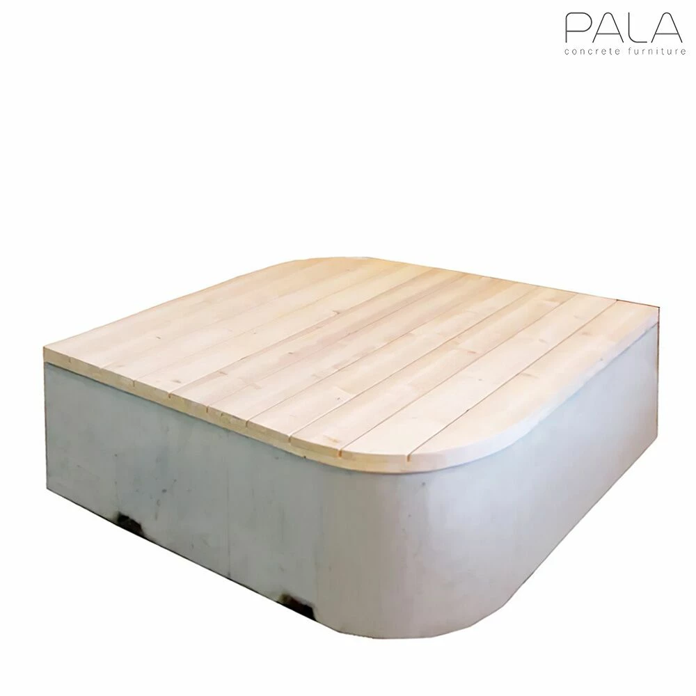 Moderne Outdoor Sitzinsel Aus Beton Und Lärchenholz - Kurvi 3 Moderne Outdoor Sitzinsel Aus Beton Und Lärchenholz - Kurvi