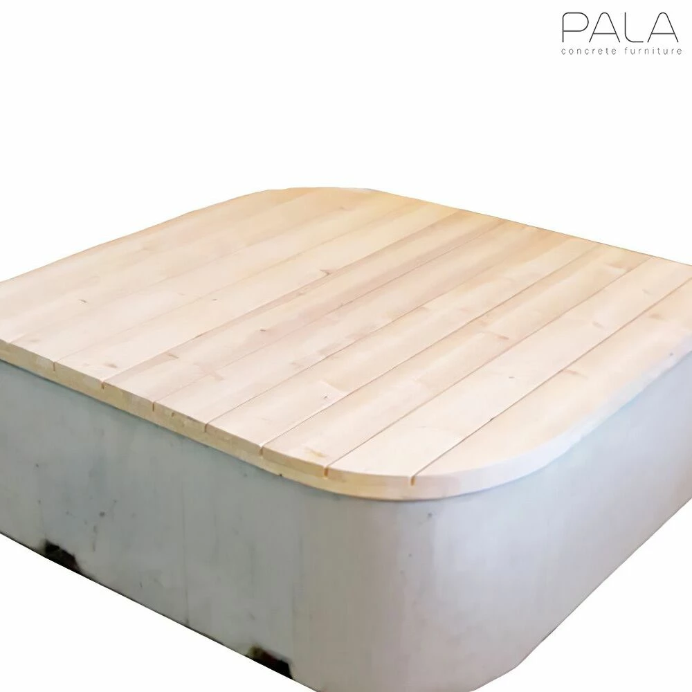 Moderne Outdoor Sitzinsel Aus Beton Und Lärchenholz - Kurvi 4 Moderne Outdoor Sitzinsel Aus Beton Und Lärchenholz - Kurvi – Bild 2