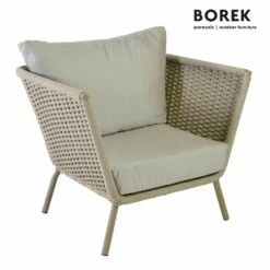 Moderner Garten Loungesessel - Beige - Borek - Aluminium & Seil Geflecht - Valldemossa Loungesessel