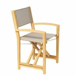 Moderner Gartenstuhl Aus Teakholz & Textilene - Harriett Regiestuhl