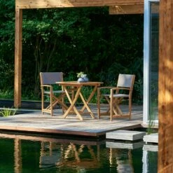 Moderner Gartenstuhl Aus Teakholz & Textilene - Harriett Regiestuhl -GARTENTRAUM Verkäufe moderner gartenstuhl aus teakholz textilene harriett regiestuhl3