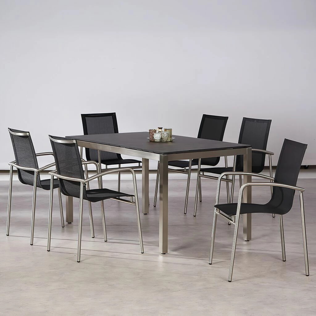 Modernes 6-Sitzer Möbelset Aus Edelstahl - Möbelset Lucidum 3 Modernes 6-Sitzer Möbelset Aus Edelstahl - Möbelset Lucidum